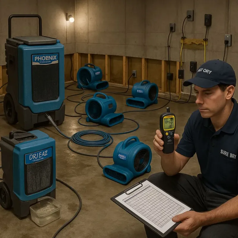 Structural Drying and Dehumidification process in Princess Anne, MD